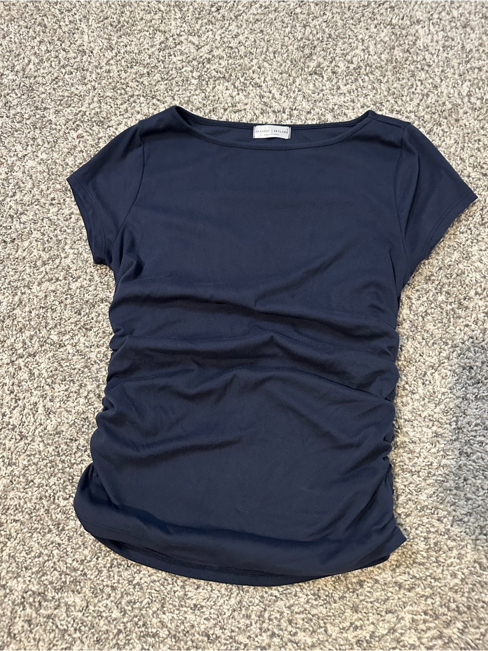 Navy Short-Sleeve Side-Ruched Tee